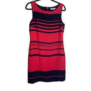 Banana Republic Women's Red & Navy Stripe Sleeveless Sheath Work Dress Size 6